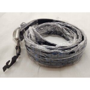 Black Faux Leather Studded Belt Blue Marble Alt Fashion Punk Goth Style Adjust